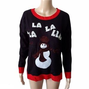 NY Laundry Christmas Sweater Rhinestone Snowman Large